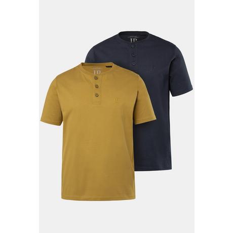 JP1880  Henleys, Basic, 2er-Pack, Rundhals, Knopfleiste 