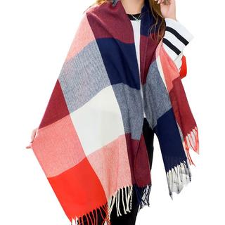 Only-bags.store  Winterschal kariert, quadratischer Schal mit Fransen, Poncho 