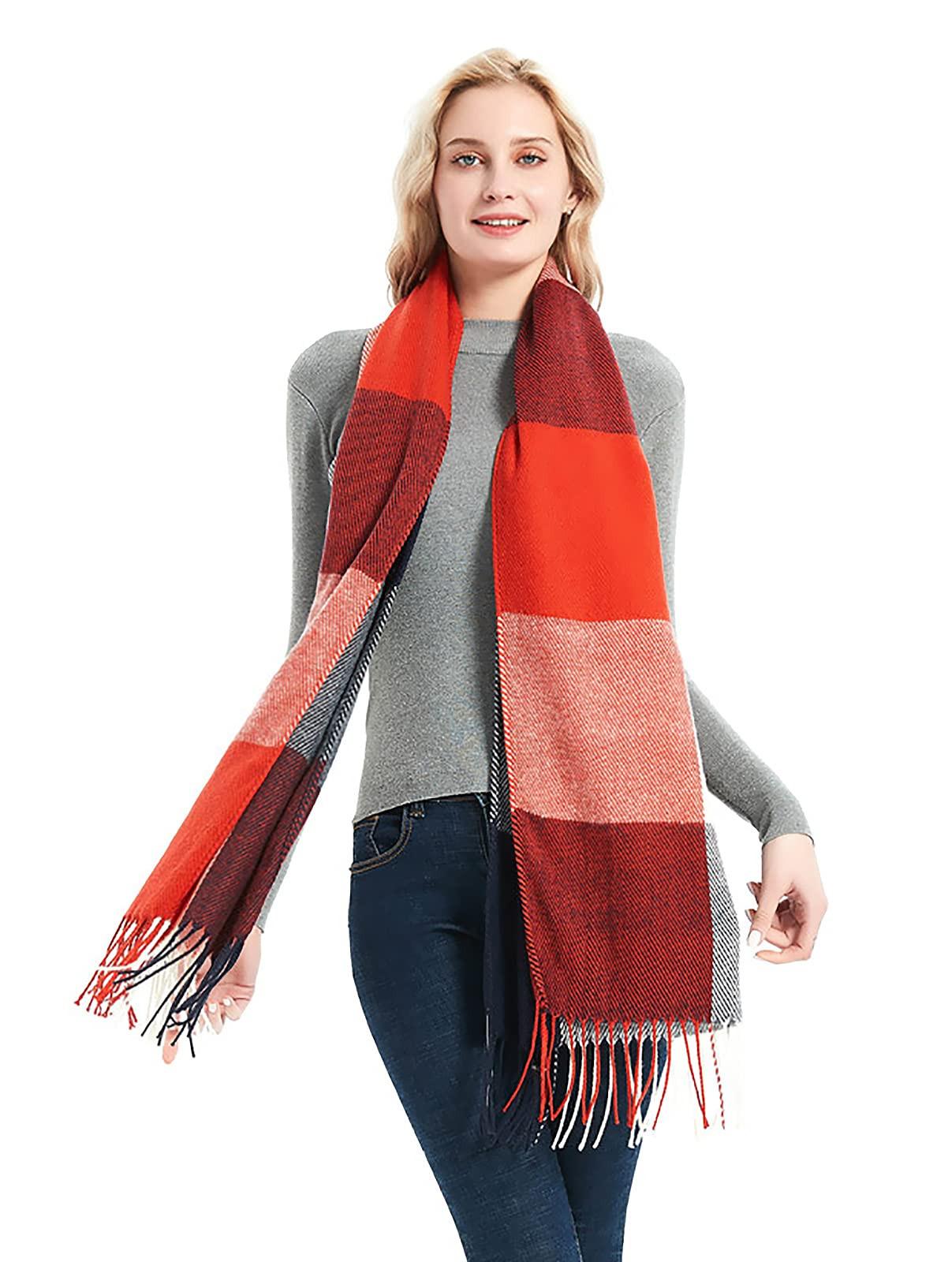 Only-bags.store Karierter Winterschal mit Fransen  