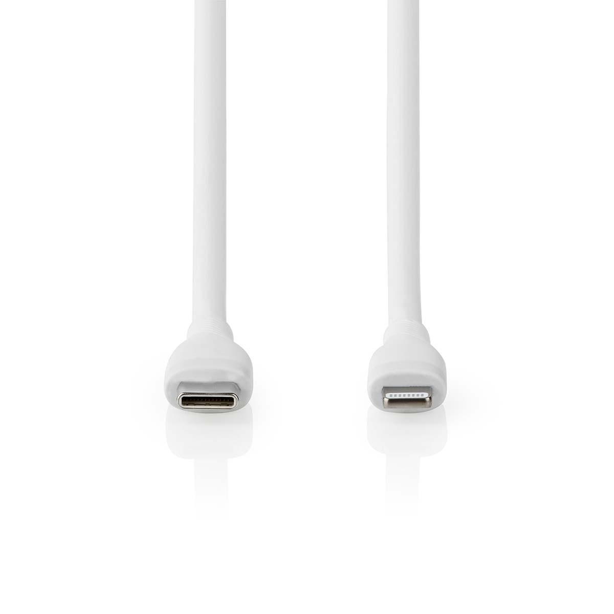 Nedis  Câble Lightning | USB 2.0 | Apple Lightning, 8 broches | USB-C™ mâle | 480 Mbps | Nickelé | 1,50 m | Rond | Silicone | Blanc | Boîte 