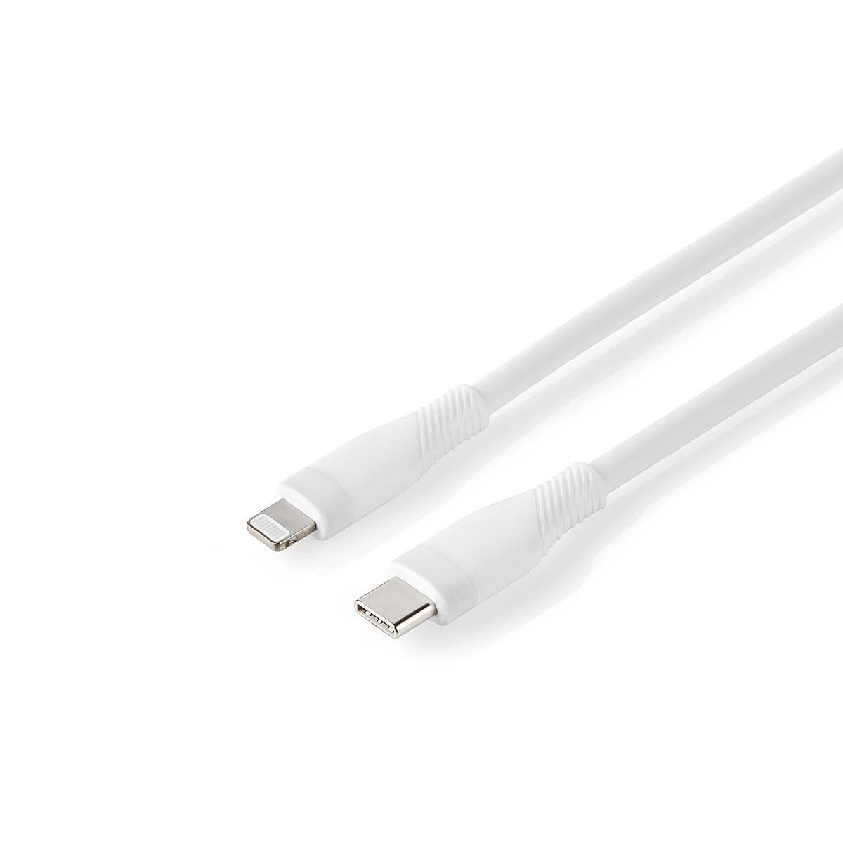 Nedis  Câble Lightning | USB 2.0 | Apple Lightning, 8 broches | USB-C™ mâle | 480 Mbps | Nickelé | 1,50 m | Rond | Silicone | Blanc | Boîte 