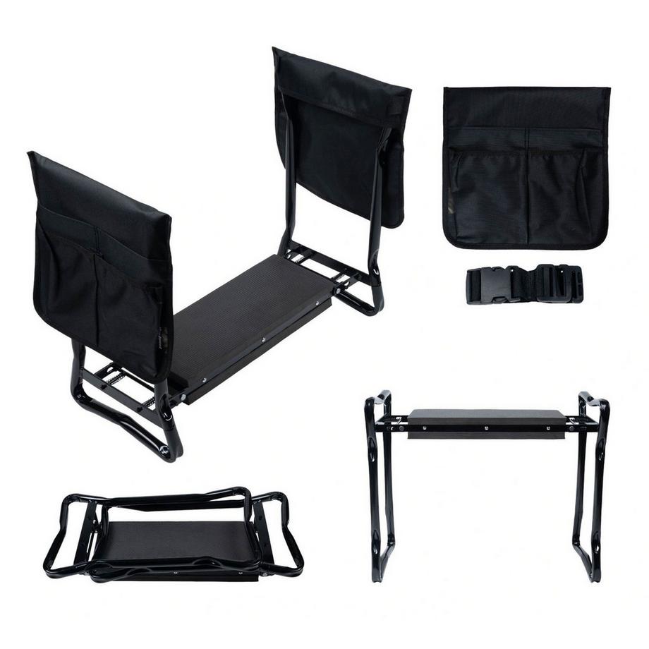 Zusammenklappbarer Kniehocker für die Gartenarbeit, Werkzeuggürtel, 2 Organizer