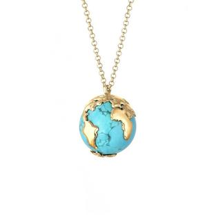 Elli  Halskette Erbskette Globus Weltkugel Syn. Howlith 