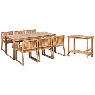 Beliani Set da pranzo : Tavolo e 6 sedie con Carrello en Legno d'acacia certificato FSC® Rustico SASSARI II  