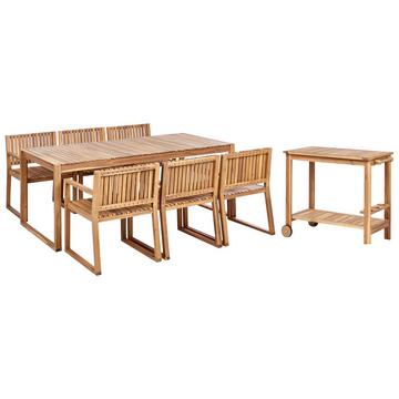 Set da pranzo : Tavolo e 6 sedie con Carrello en Legno d'acacia certificato FSC® Rustico SASSARI II