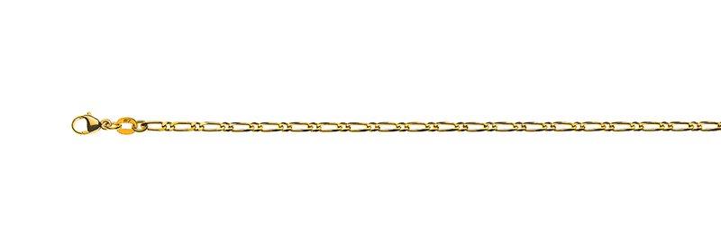 MUAU Schmuck  Fusskette Figaro Gelbgold 750, 24cm, 2.3mm 