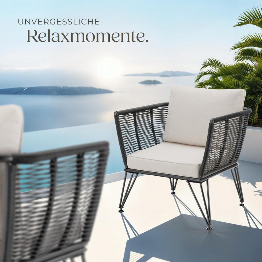 Tectake Fauteuils de jardin SUNDO en résine tressée  