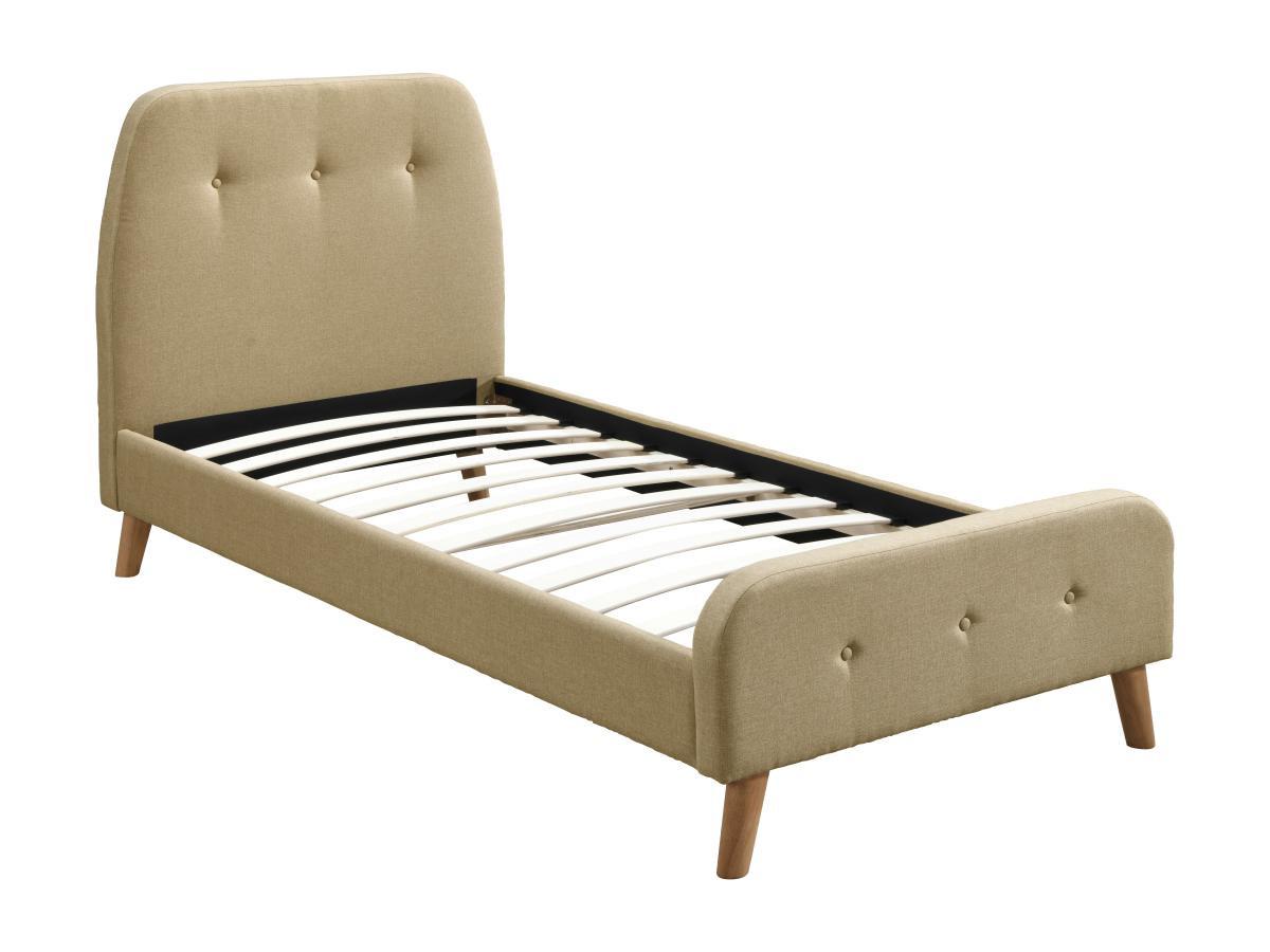 Vente-unique Letto 90 x 190 cm con testata trapuntata Tessuto Beige + Materasso  - ROMEO  