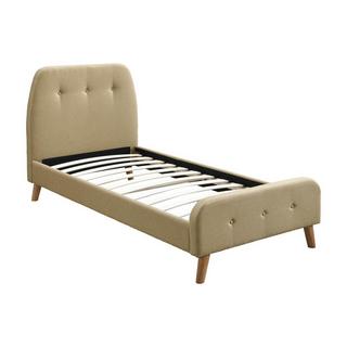 Vente-unique Letto 90 x 190 cm con testata trapuntata Tessuto Beige + Materasso  - ROMEO  