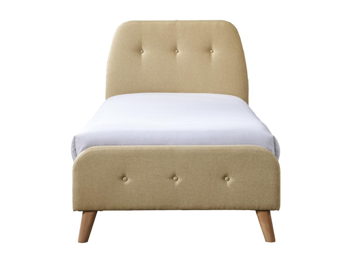 Vente-unique Letto 90 x 190 cm con testata trapuntata Tessuto Beige + Materasso  - ROMEO  