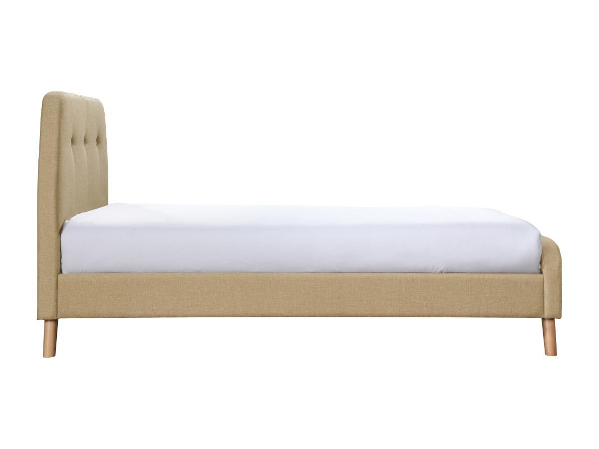 Vente-unique Letto 90 x 190 cm con testata trapuntata Tessuto Beige + Materasso  - ROMEO  