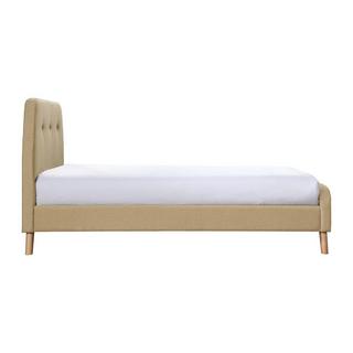 Vente-unique Letto 90 x 190 cm con testata trapuntata Tessuto Beige + Materasso  - ROMEO  