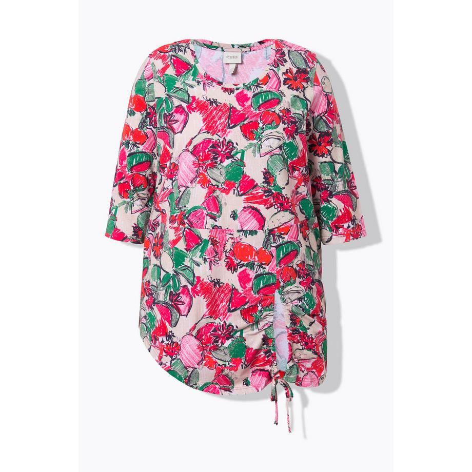 Ulla Popken Maglia Lunga Bordo Sull'Orlo Girocollo Manica 3/4 Cotone Biologico  