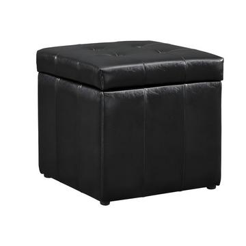 Pouf portaoggetti SERAFINO in similpelle Nero