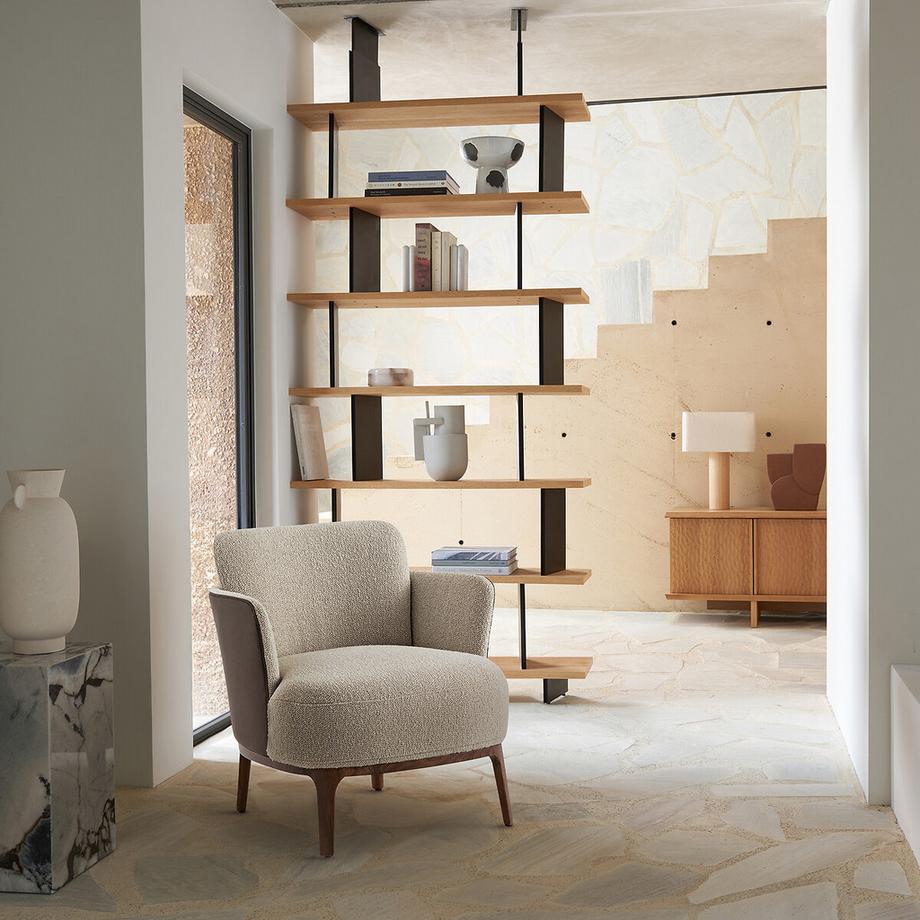 AM.PM Fauteuil pied noyer et tissu bi-matière  