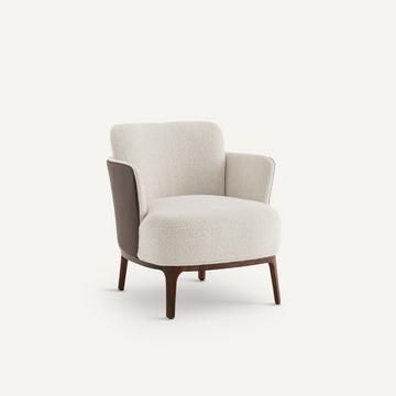 Fauteuil en noyer et tissu bi-matière