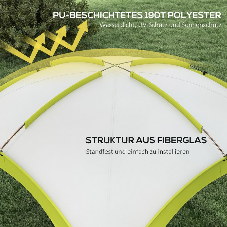 Northio Event Shelter 3,5 x 3,5m Pavillon mit Haken Tür Wasserabweisend winterfest Gartenpavillon Partyzelt Sonnenschutz für Camping, Garten Festivals Grün Aosom  