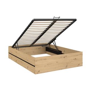 Vente-unique Lit coffre 140 x 190 cm - Coloris : Naturel et noir - LUDARO  