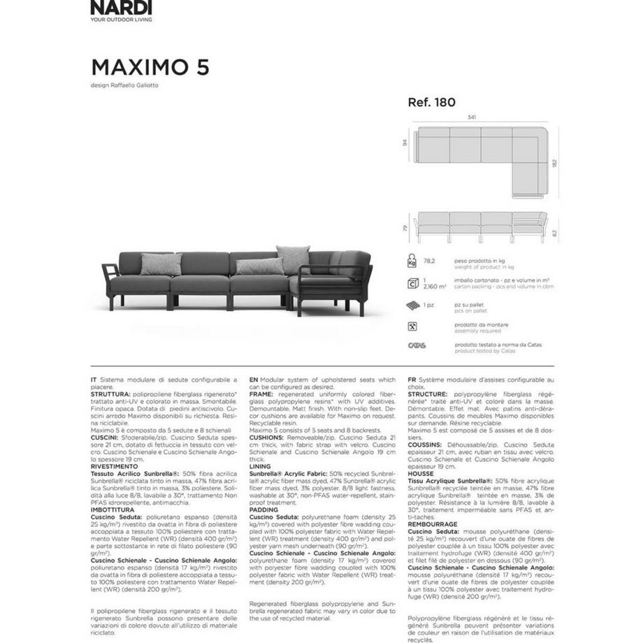 NARDI outdoor Gartenlounge Maximo (5-tlg)  