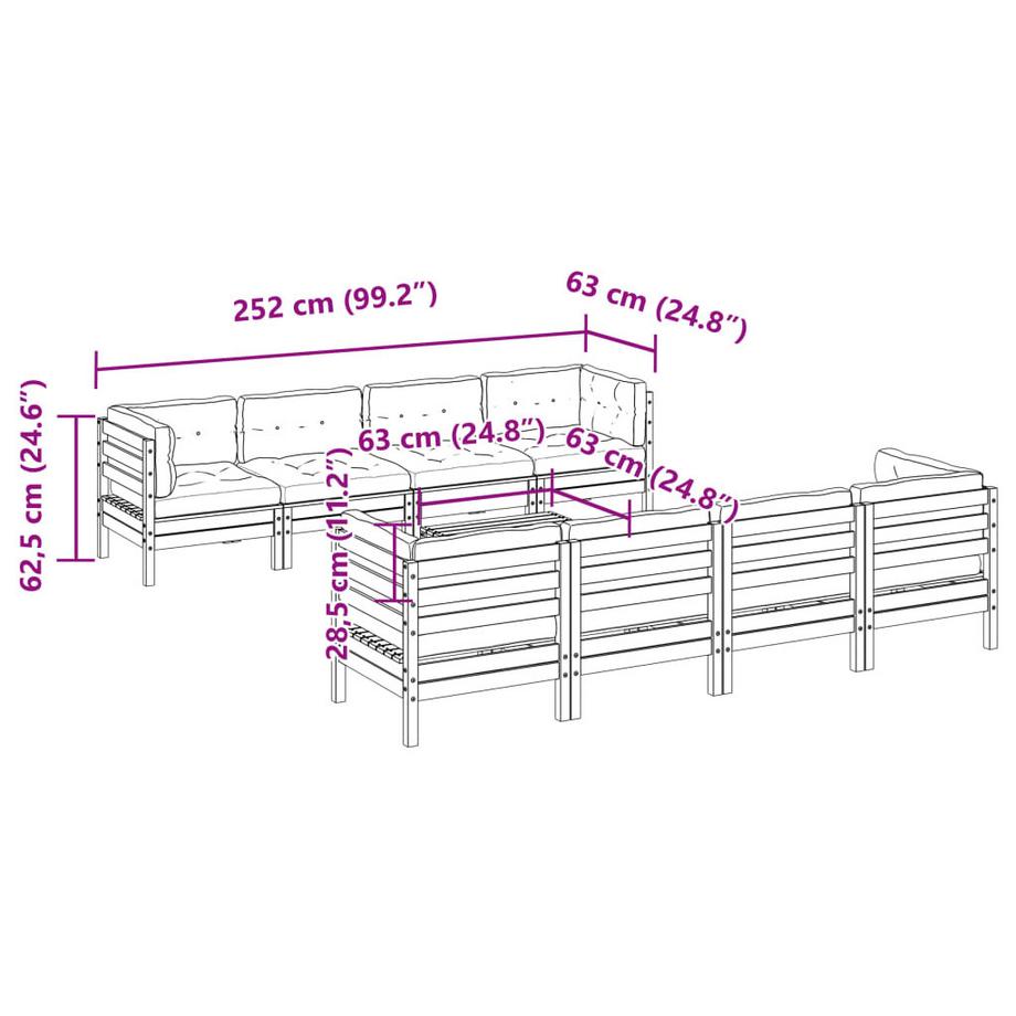 VidaXL Salon de jardin bois  