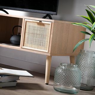 Calicosy Mueble de TV con 2 cajones y frentes de ratán L100 cm - MIYA  