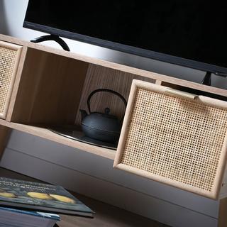 Calicosy Mueble de TV con 2 cajones y frentes de ratán L100 cm - MIYA  