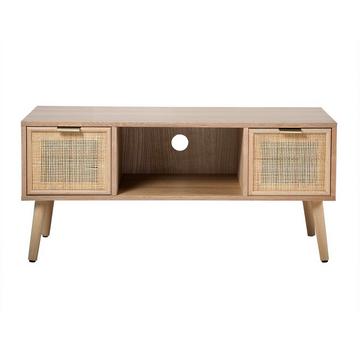 TV-Möbel mit 2 Schubladen Vorderseite aus Rattan L100 cm - MIYA