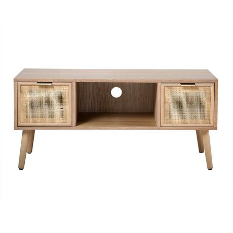 Calicosy TV-Möbel mit 2 Schubladen Vorderseite aus Rattan L100 cm - MIYA  