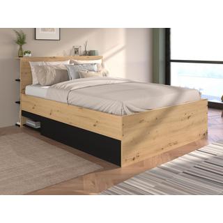 Vente-unique Letto con contenitore 140 x 190 cm Naturale e Nero + Materasso - RADANI  