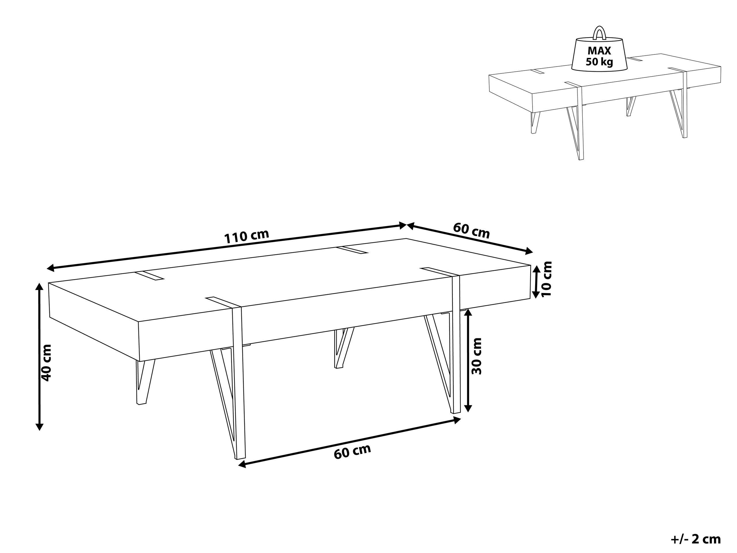 Beliani Couchtisch aus MDF-Platte Industriell ADENA  