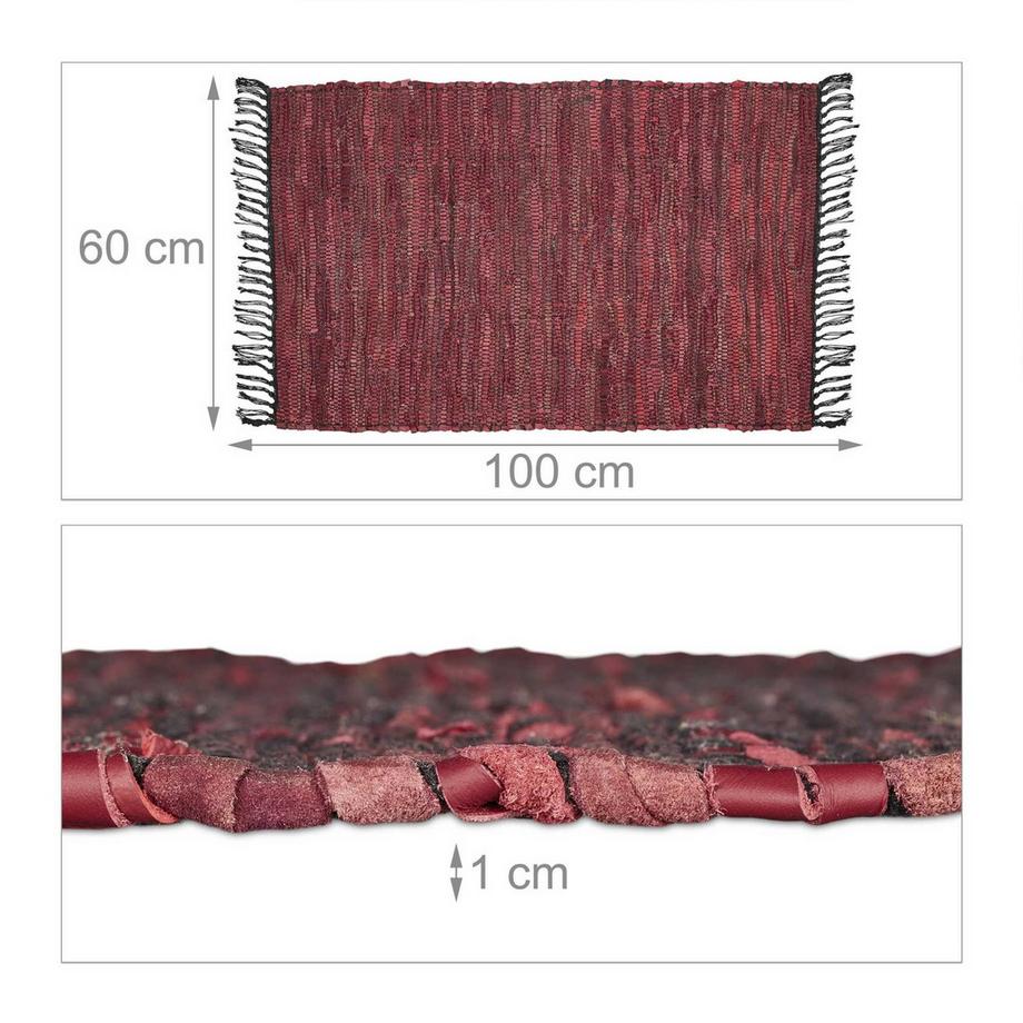 Northix Tapis de couloir en cuir et coton 60x100 cm  