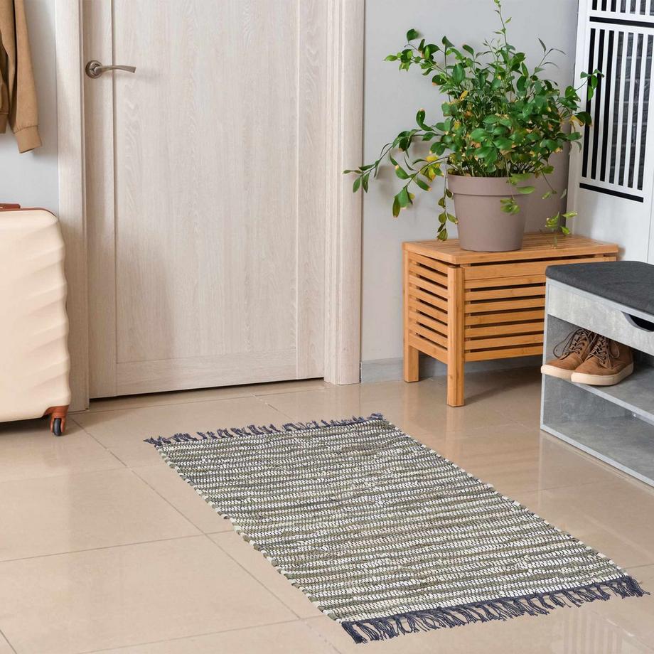 Northix Tapis de couloir en cuir et coton 60x100 cm  