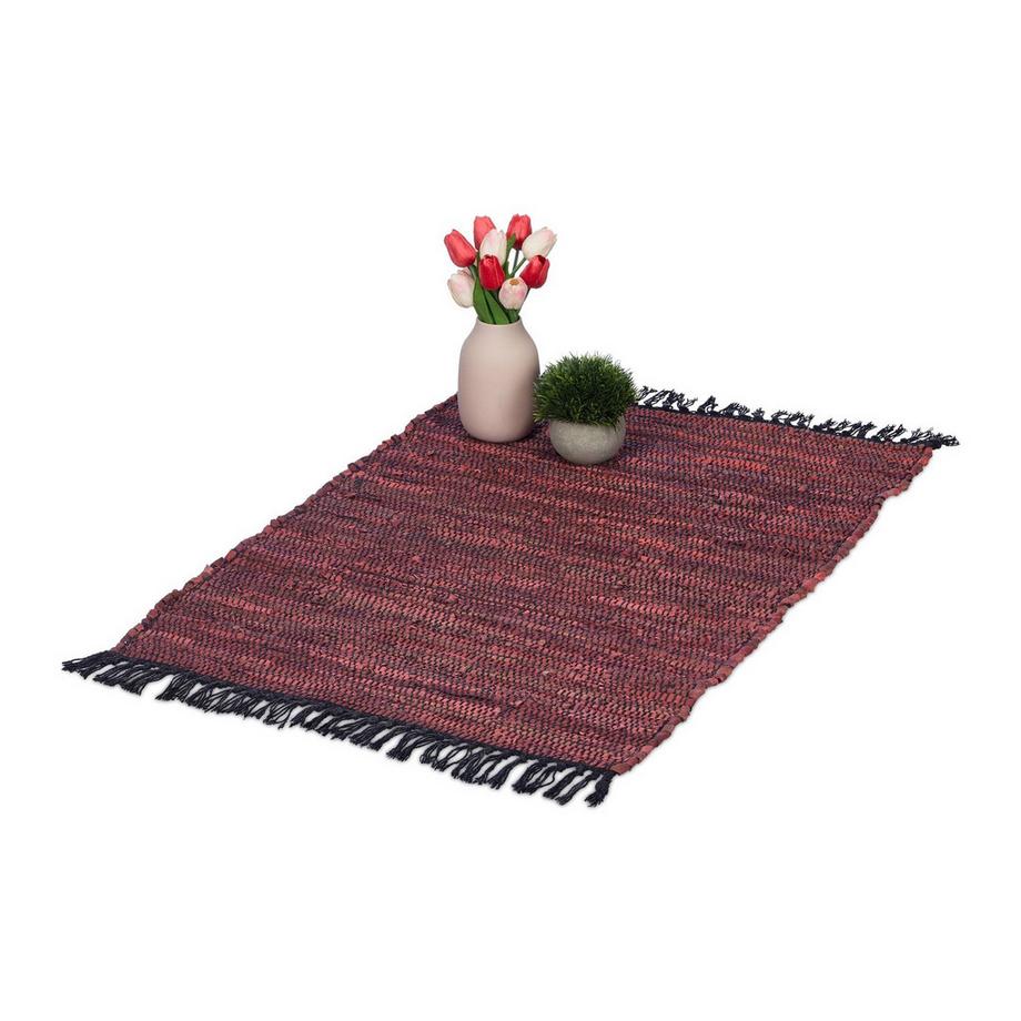 Northix Tapis de couloir en cuir et coton 60x100 cm  