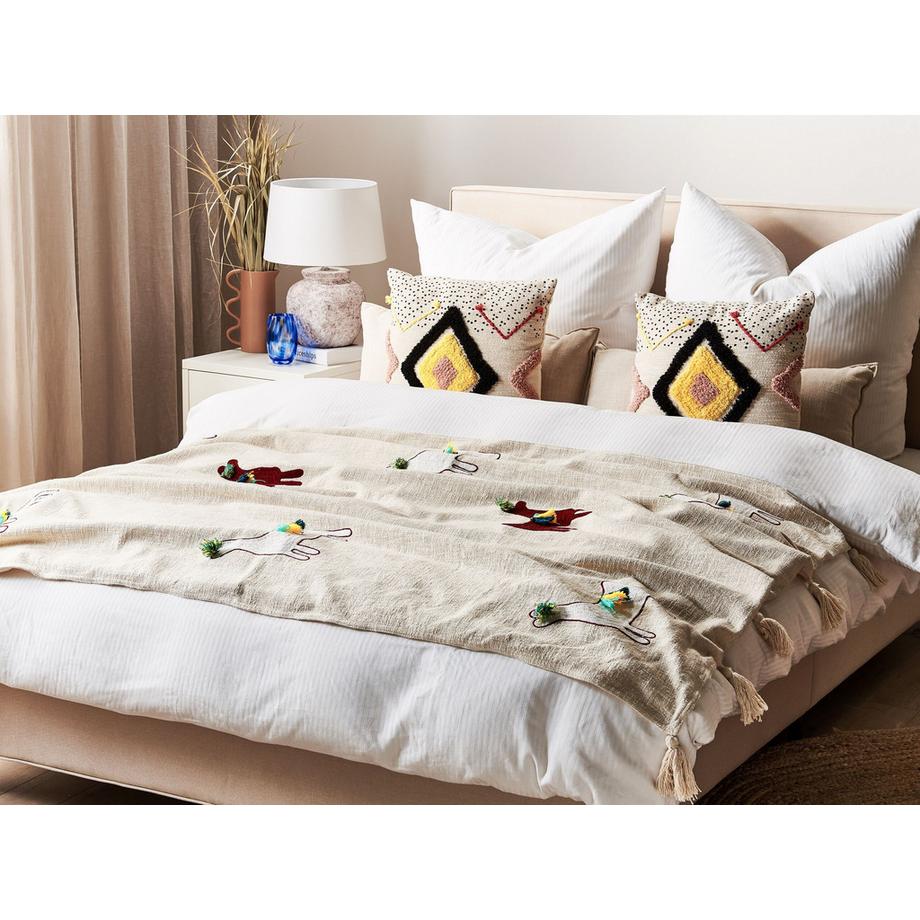 Beliani Boho Deoghar Coperta in Cotone  