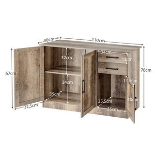 Northio Mobile buffet indipendente con 2 cassetti, 3 ante e 1 ripiano regolabile grigio  