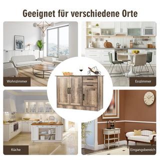 Northio Mobile buffet indipendente con 2 cassetti, 3 ante e 1 ripiano regolabile grigio  