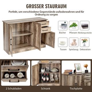 Northio Mobile buffet indipendente con 2 cassetti, 3 ante e 1 ripiano regolabile grigio  