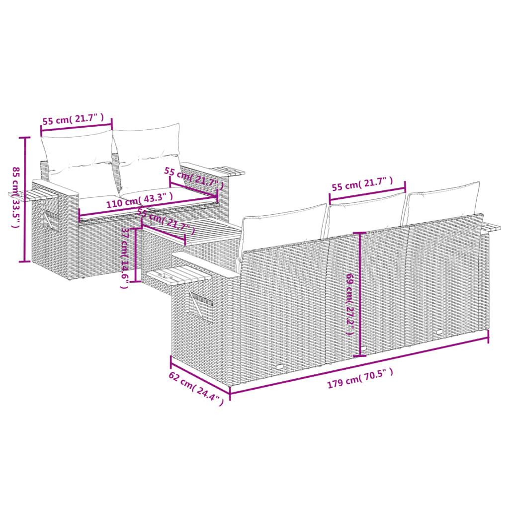 VidaXL set divano da giardino Polirattan  