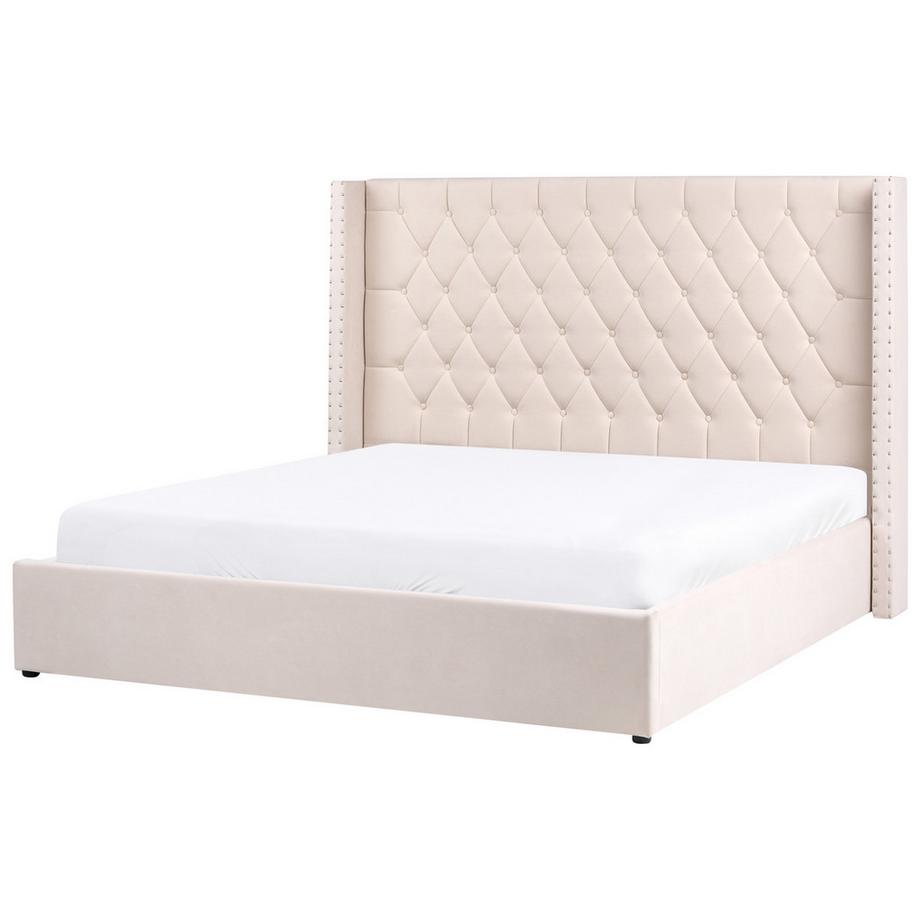 Beliani Lit ottoman en Velours  LUBBON  