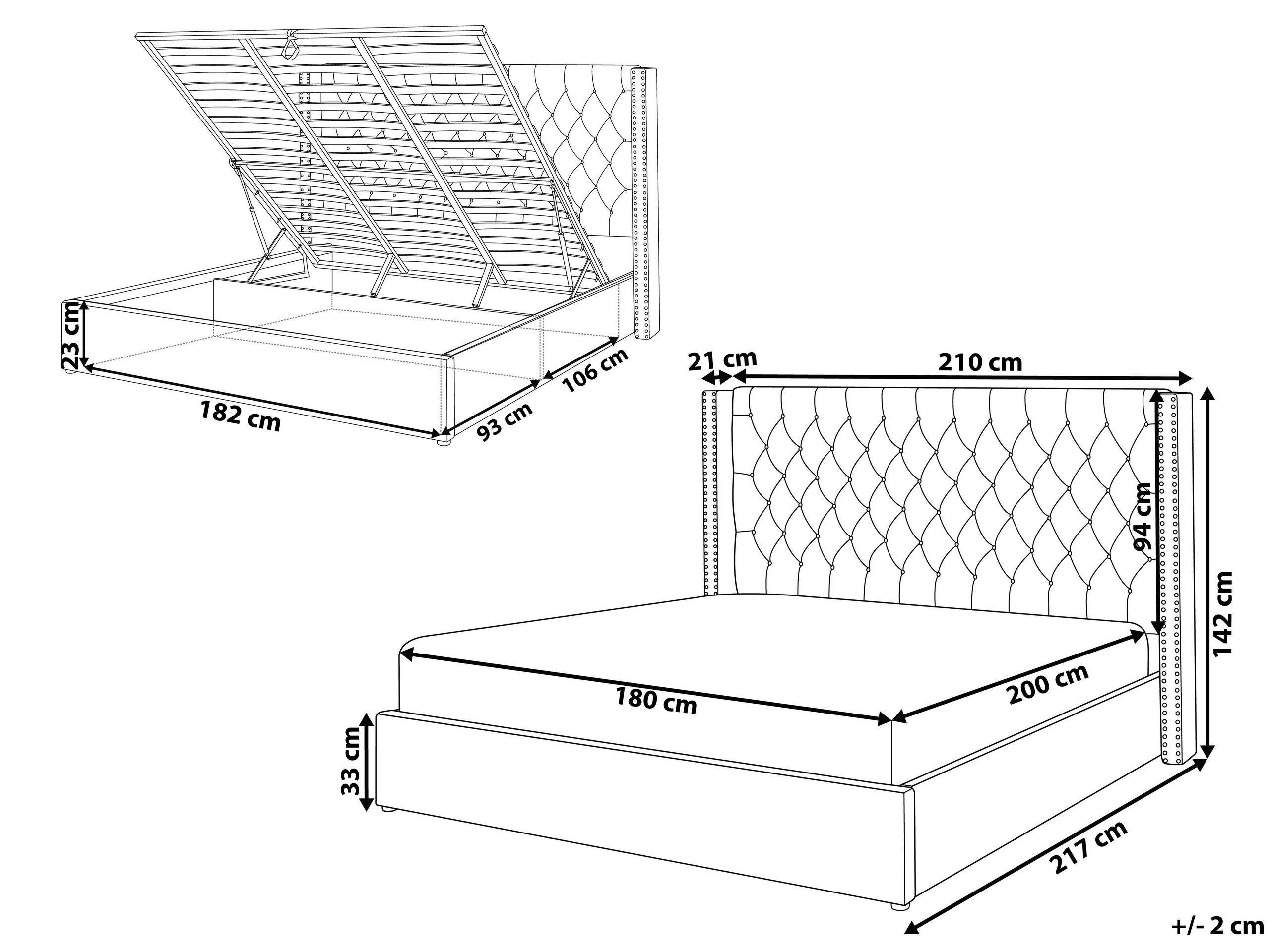 Beliani Bett mit Bettkasten aus Samtstoff Retro LUBBON  