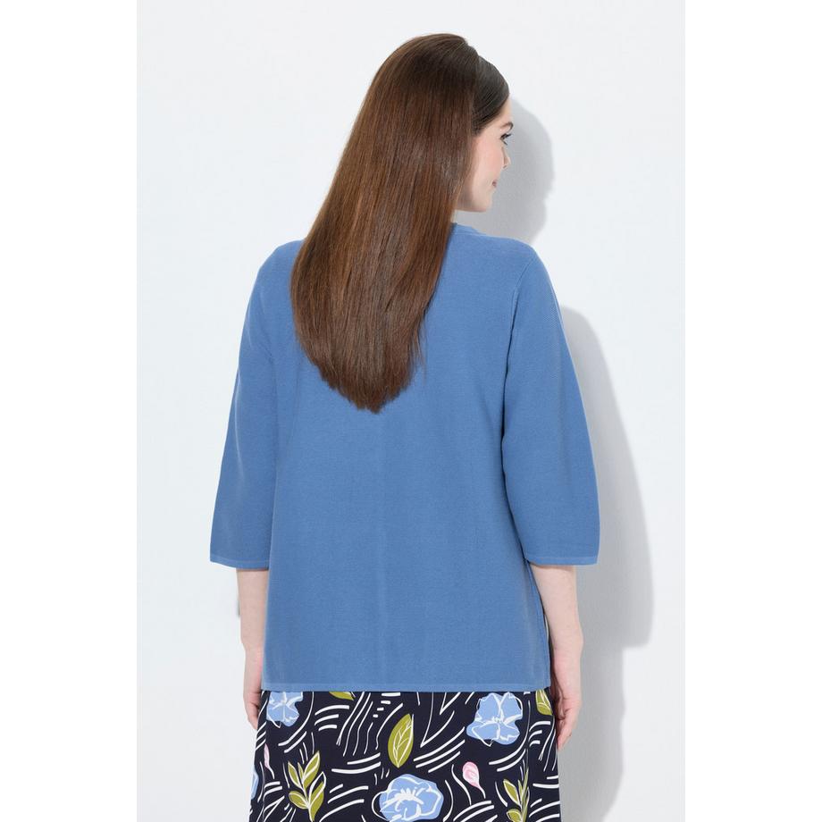 Ulla Popken Strickjacke V-Ausschnitt 3/4-Arm Biobaumwolle  