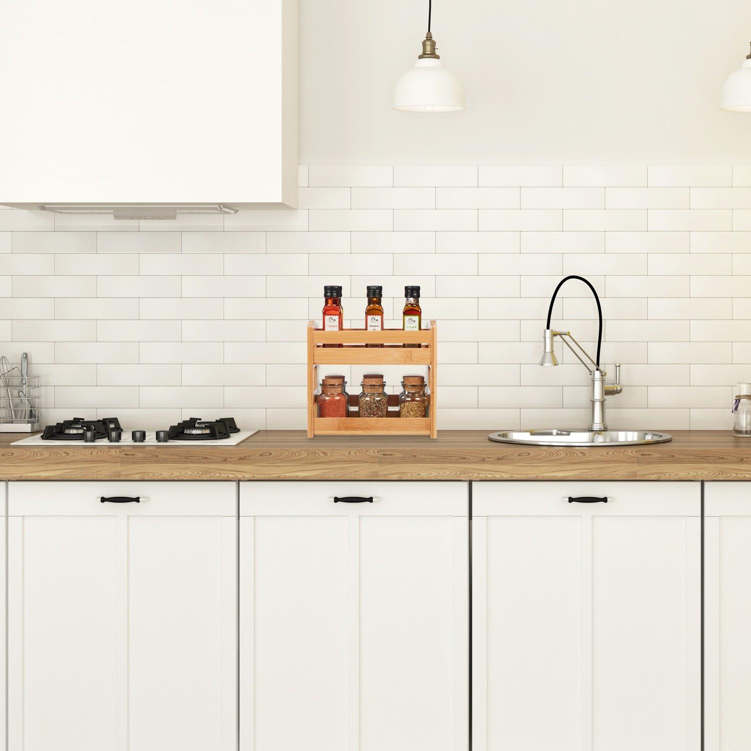 B2X Étagère à épices en bambou avec 2 étagères  