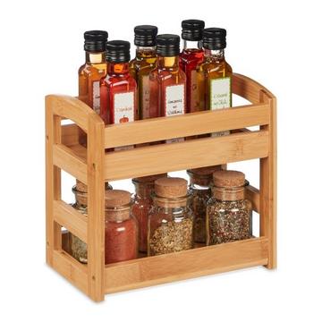 Porta spezie in bambù con 2 ripiani