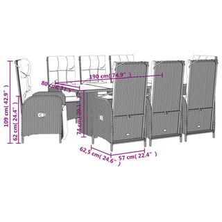 VidaXL Ensemble à manger de jardin rotin synthétique  