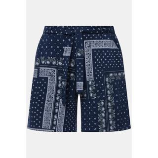 Ulla Popken Rose Vintage-Druck Sweatshorts Elastikbund Bindegürtel  