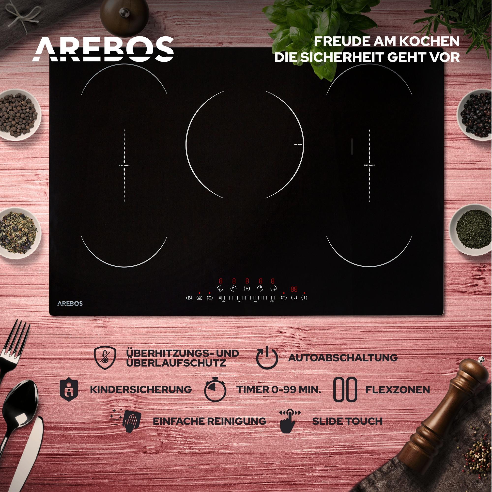 Arebos Table de cuisson à induction Vitrocéramique Plaques de cuisson Autonome 9800 W 5  
