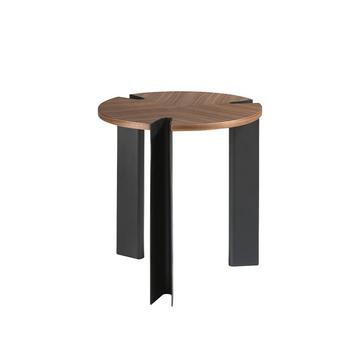 Table d'angle en noyer et acier noir