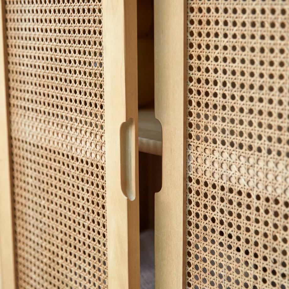 Tikamoon Schrank aus massiver Ulme und Rattangeflecht Luis  