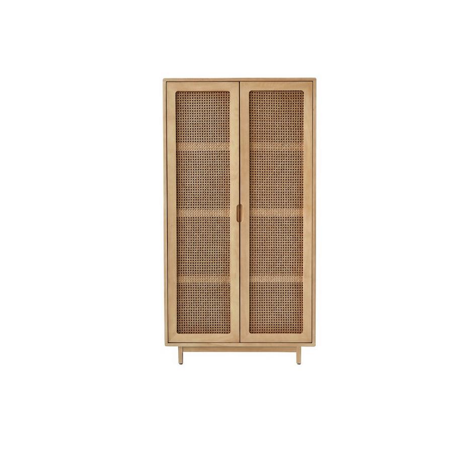 Tikamoon Schrank aus massiver Ulme und Rattangeflecht Luis  