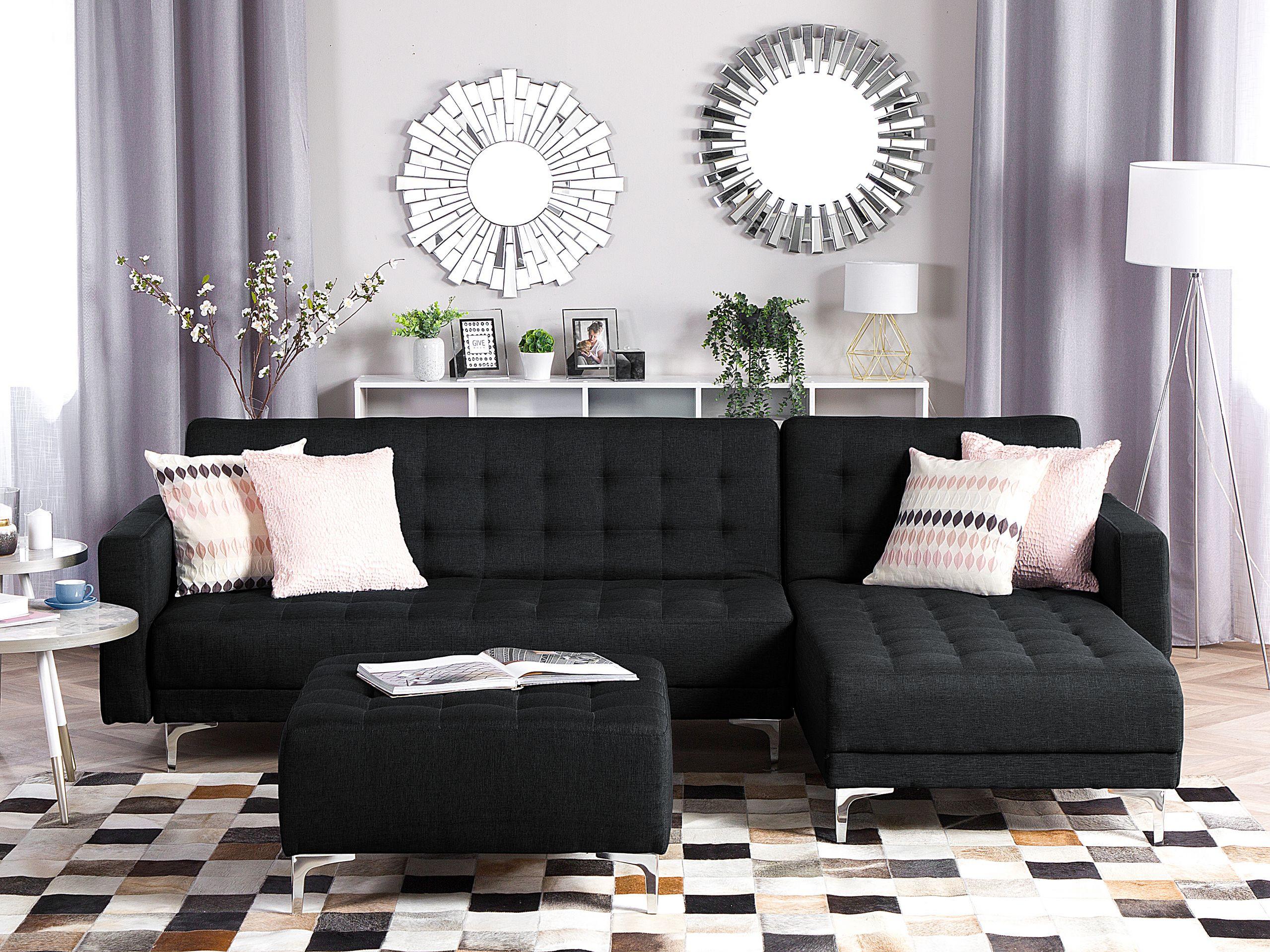 Beliani Ecksofa mit Ottomane aus Polyester Modern ABERDEEN  